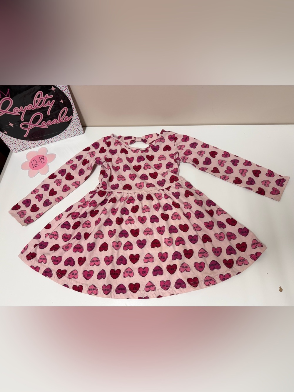 The Children's Place Pink & Red Heart-Print Long Sleeve Dress